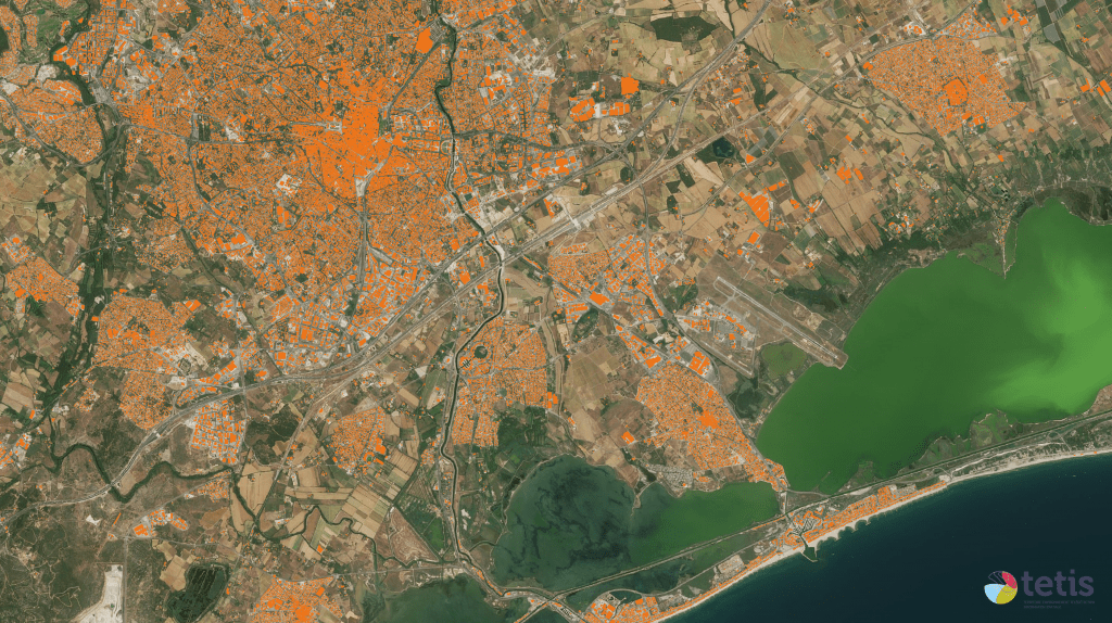 Remote sensing of the environment was used to map the building footprint of Montpellier in France. 