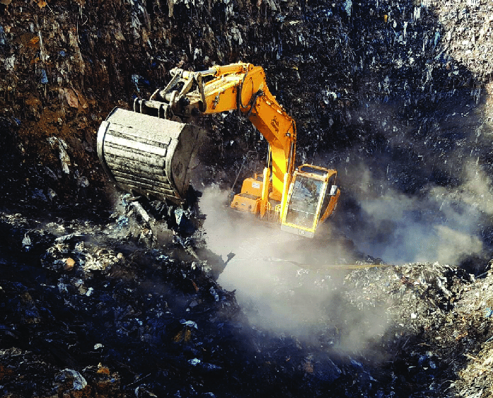 Excavation of LFM material from the late 1990s, at the landfill site in Halbenrain (Austria).