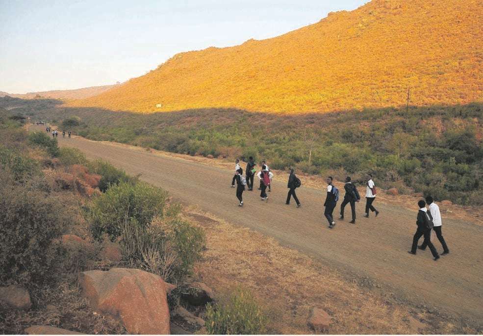 Pupils from GaSekele and surrounding villages in the Leolo and Schoonoord areas of Sekhukhune in Limpopo, South Africa walk for at least two hours to get to school on time: Equitable Access to Education