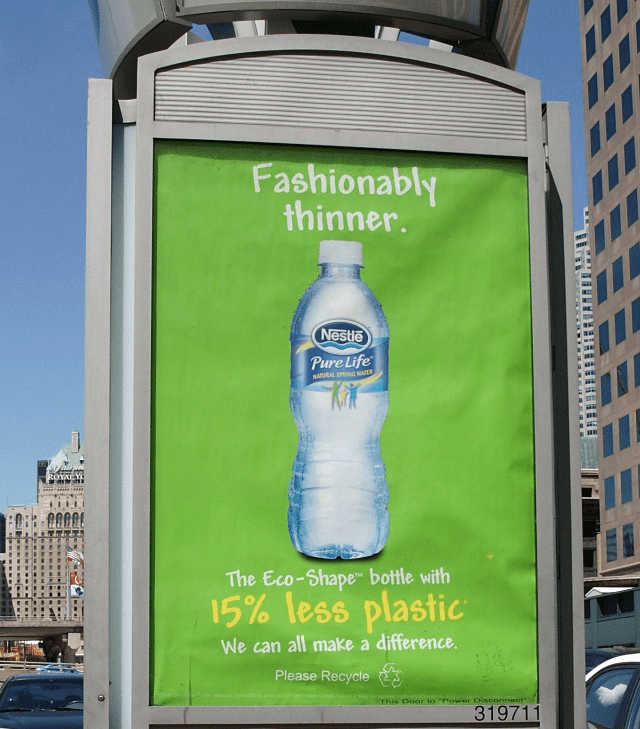 An example of greenwashing in marketing by food and beverage giant Nestle.