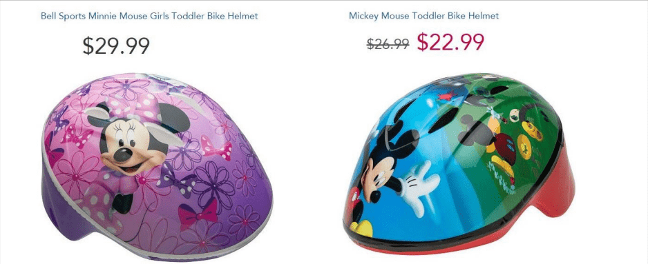 Pink Tax example: Boy's helmets less expensive than a pink girl's helmet