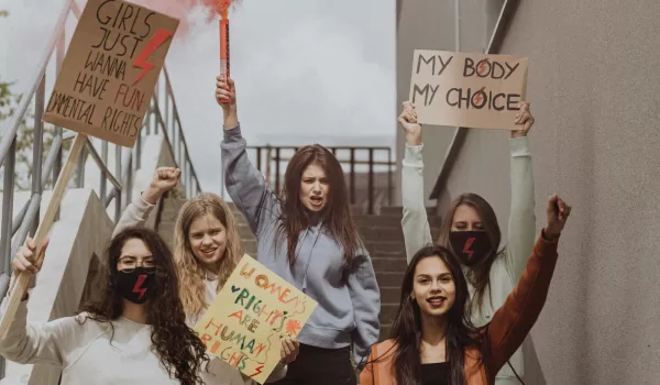 women protesting