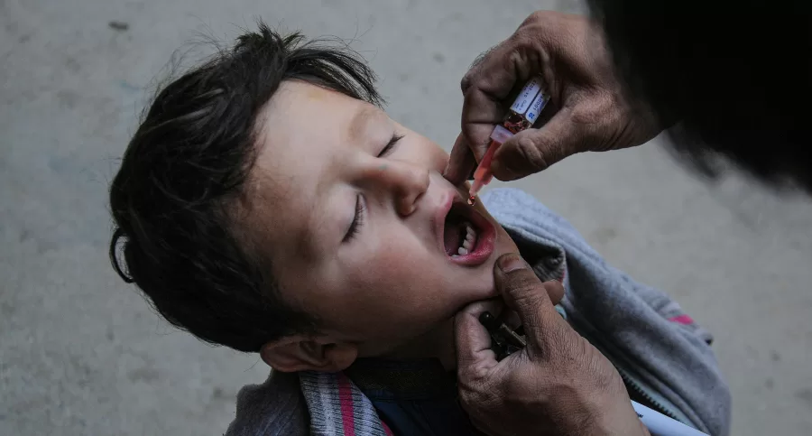 Child being given oral vaccination