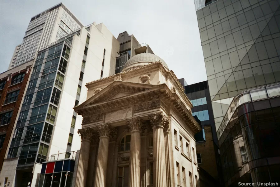 City scape with Bank